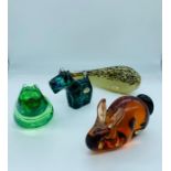 A selection of four Wedgwood glass animals to include a frog.