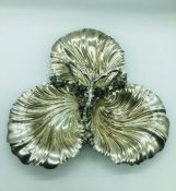 A Walker and Hall Shell themed, silver plated bowl.