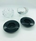 Four Decorative glass bowls and candle holders