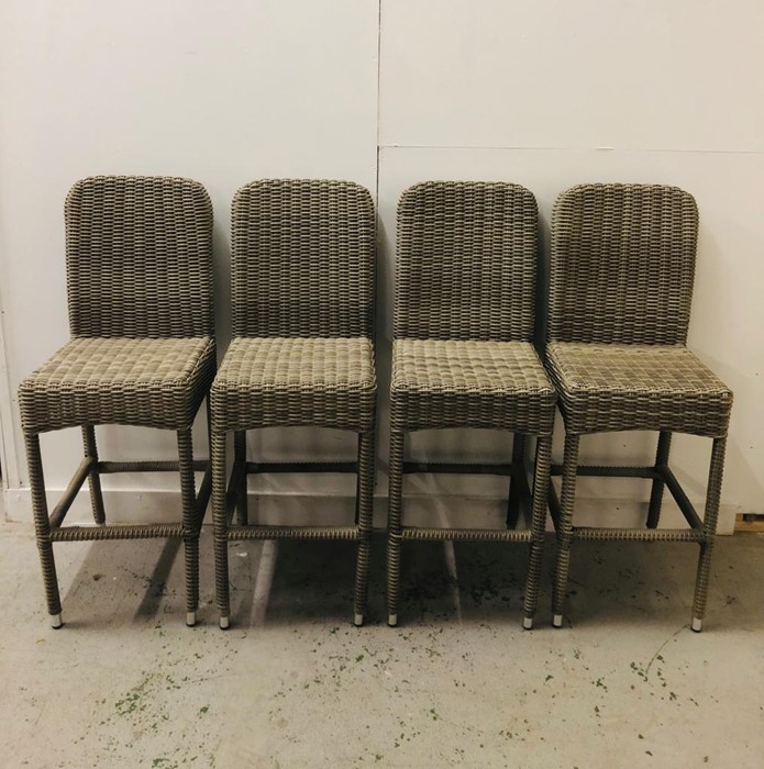 Four grey rattan bar chairs with chrome feet. - Image 4 of 6