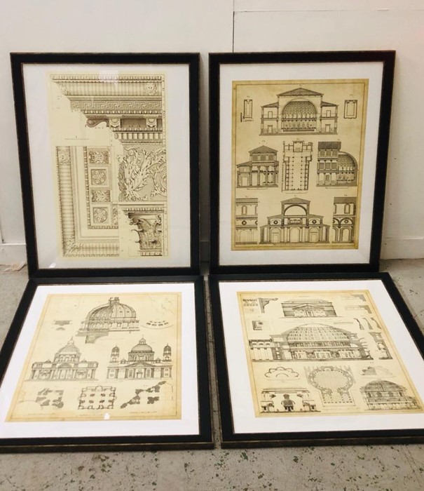 A set of four framed Architectural prints 111cm x 86cm