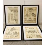 A set of four framed Architectural prints 111cm x 86cm