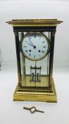 A Large Eight Day Brass Mantle clock