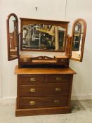 A Pine Chest of drawers with mirror.