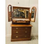 A Pine Chest of drawers with mirror.