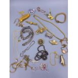 A selection of various silver costume jewellery