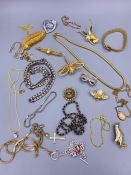 A selection of various silver costume jewellery