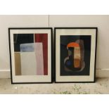 A pair of framed abstract prints