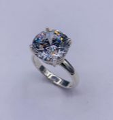 A silver very impressive CZ ring of 6ct approx.