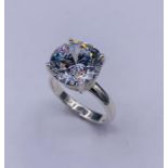 A silver very impressive CZ ring of 6ct approx.