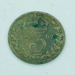 An 1897 Threepence coin