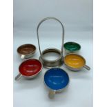 An interesting white metal and enamel Rowenta ashtrays