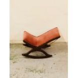 An Antique Gout stool in mahogany and red velvet