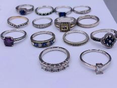 Fourteen fashion silver rings