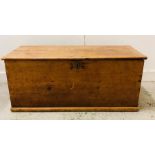 A Pine Blanket box with drop handles 103 cm L x 44cm H x 46cm D