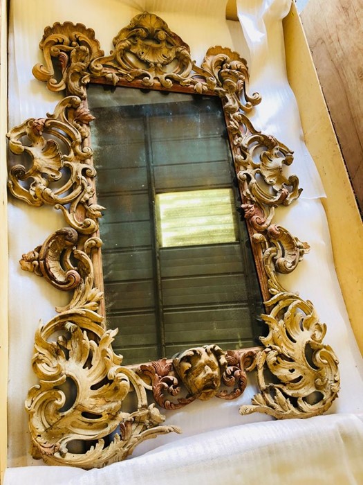 A Stripped Lime and Pine Mirror. A modern rectangular plate within an elaborate pierced foliate - Image 6 of 10