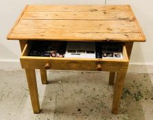 A Pine table with single drawer