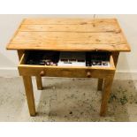 A Pine table with single drawer