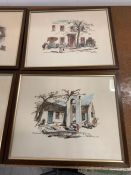 Four Lithograph reproduced pictures from the pen and watercolour original by Philip Bawcombe