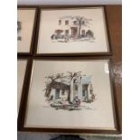 Four Lithograph reproduced pictures from the pen and watercolour original by Philip Bawcombe
