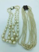 Two Vintage pearl necklaces, one French.