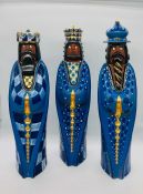 Allan Hytholm made three kings in cobalt blue and gold. Approximately 40cms tall