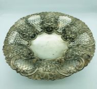 A Hallmarked silver pierced bowl, Chester. 290g.