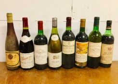 A selection of eight bottles of wine