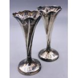 A Pair of silver vases, hallmarked Birmingham 1901 by Robert Pringle and Sons
