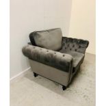 A Chesterfield style Grey double armchair