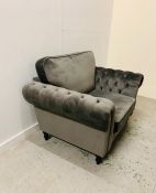 A Chesterfield style Grey double armchair