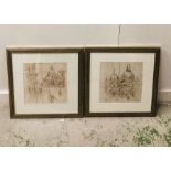 Two Prints of Venice, The Grand Canal and St Marks Square