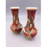 A Pair of Porcelain Oriental bottle vases 13cm H