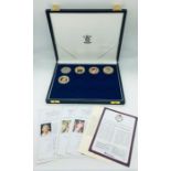 A Boxed set of commemorative coins Royal Engagement Announcement, 1953 Coronation Crown, Three coins