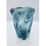 Whitefriars twisted Arctic Blue Vase Pat No 9386 Designed by William Wilson c.1954 H 20cms