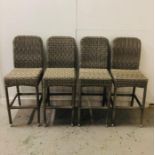 Four grey rattan bar chairs with chrome feet.