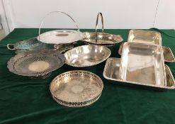A selection of Ten silver plated items.