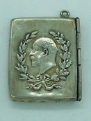 A silver envelope stamp case by GV & Co depicting Edward VII