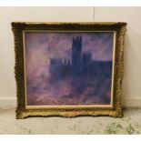 A Monet style painting in an ornate frame