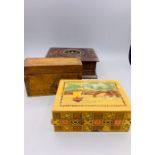 Three wooden boxes including a magic box