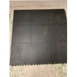 A volume of exercise floor matts 15 square 91 cm x 91cm along with 16 edge pieces 91 cm x 8 cm.