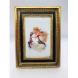 Memorial Porcelain Plaque in Gilt Frame signed and dated 1875