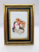 Memorial Porcelain Plaque in Gilt Frame signed and dated 1875