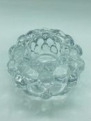 Orrefors crystal made "raspberry candle holder.