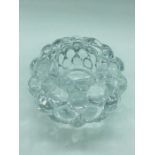 Orrefors crystal made "raspberry candle holder.
