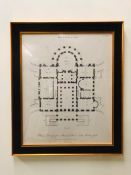 A Framed Architectural plan for Mansion House 67 cm x 69 cm