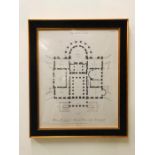 A Framed Architectural plan for Mansion House 67 cm x 69 cm