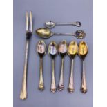 A selection of various 800 marked silver spoons etc (165g)