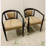 A Pair of Hall chairs mink leather on brown