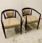 A Pair of Hall chairs mink leather on brown